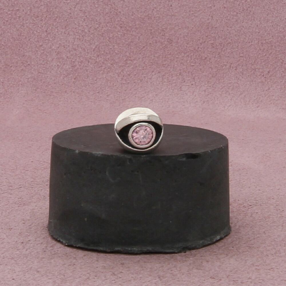 sterling silver pink cz european bead charm pendant